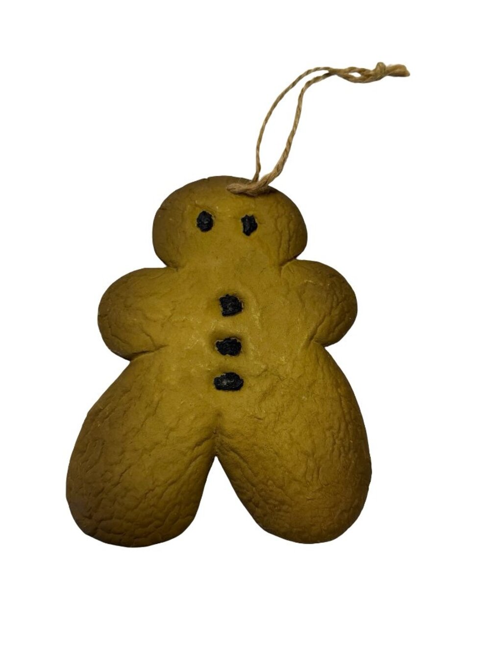 Vintage Gingerbread Man Ornament Folk Art Hand Painted Hard Composition Decor